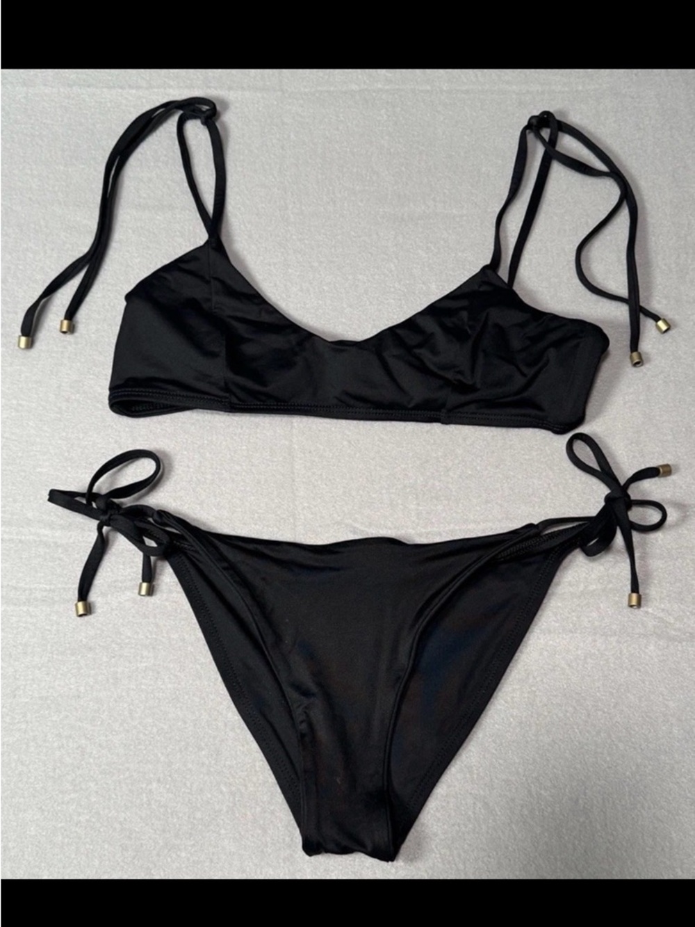 Vitamin A - Zuma EcoLux Black Tie-Side Bikini Set with Gold Accents